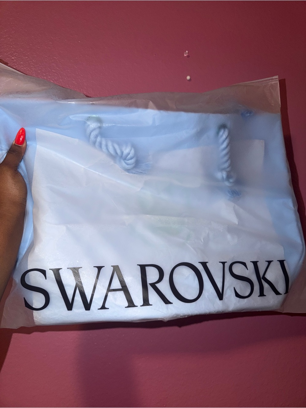 Swarovski Light Blue Branded Tote with Black Logo